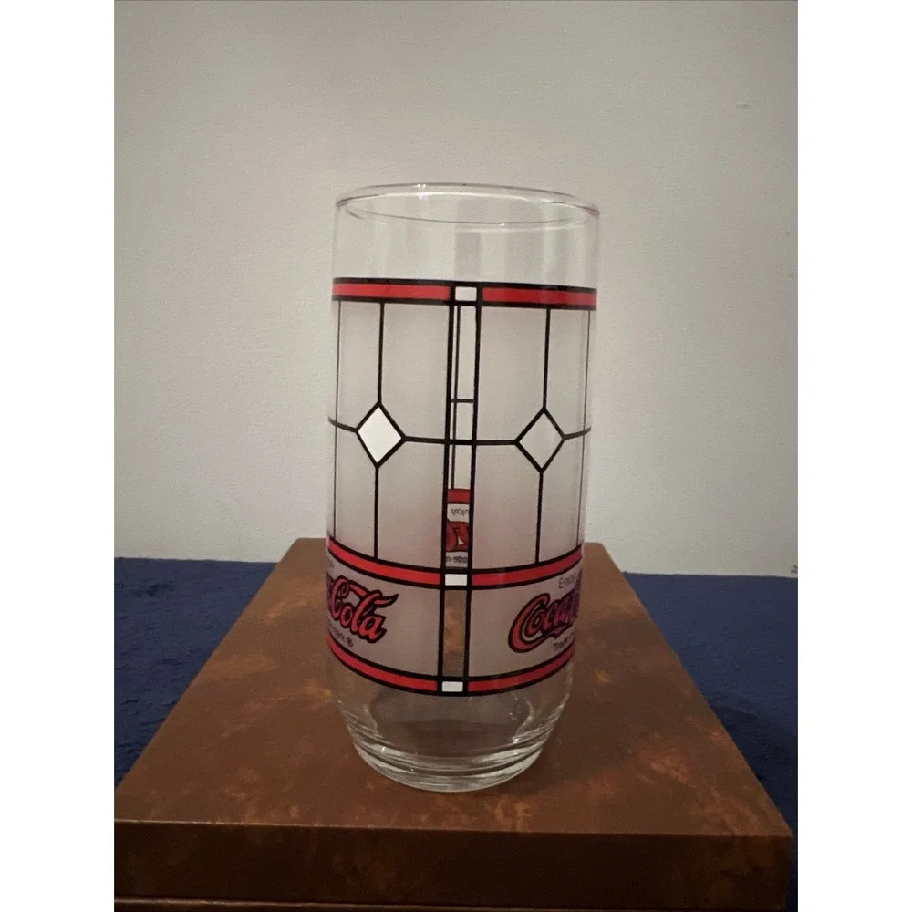 VINTAGE COCA COLA‎ GLASS FROST TIFFANY STYLE WINDOW PANE STAINED 6